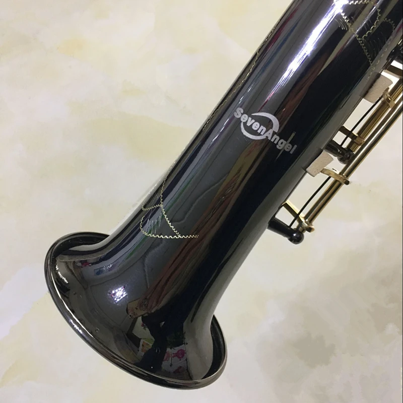 

SevenAngel Soprano Saxophone R54 Straight Sax B Flat Saxofone Professional Music Instruments Black Nickel Gold Dropshipping