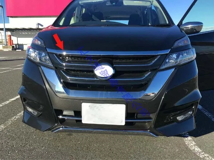 For NISSAN SERENA C27 2017 2018 2019 ABS Chrome Front Hood Bonnet Grill Grille Bumper Lip Mesh Trim Cover