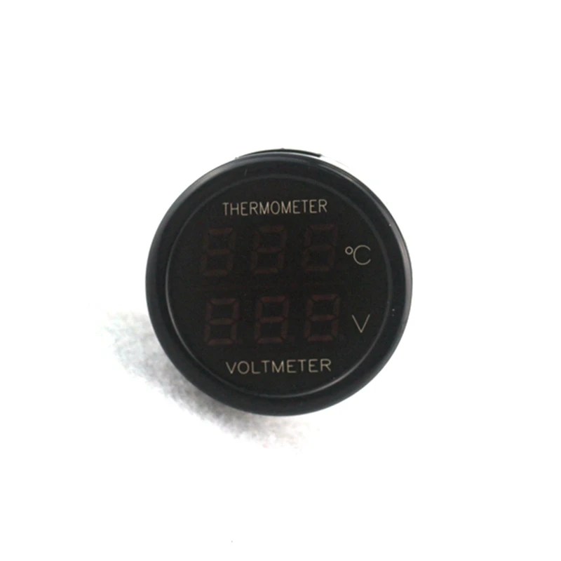 2 In 1 Digital Car Thermometer Voltmeter Temperature Voltmeter Detector Red Green Dual LED Display 12V 24V Black -10~80C