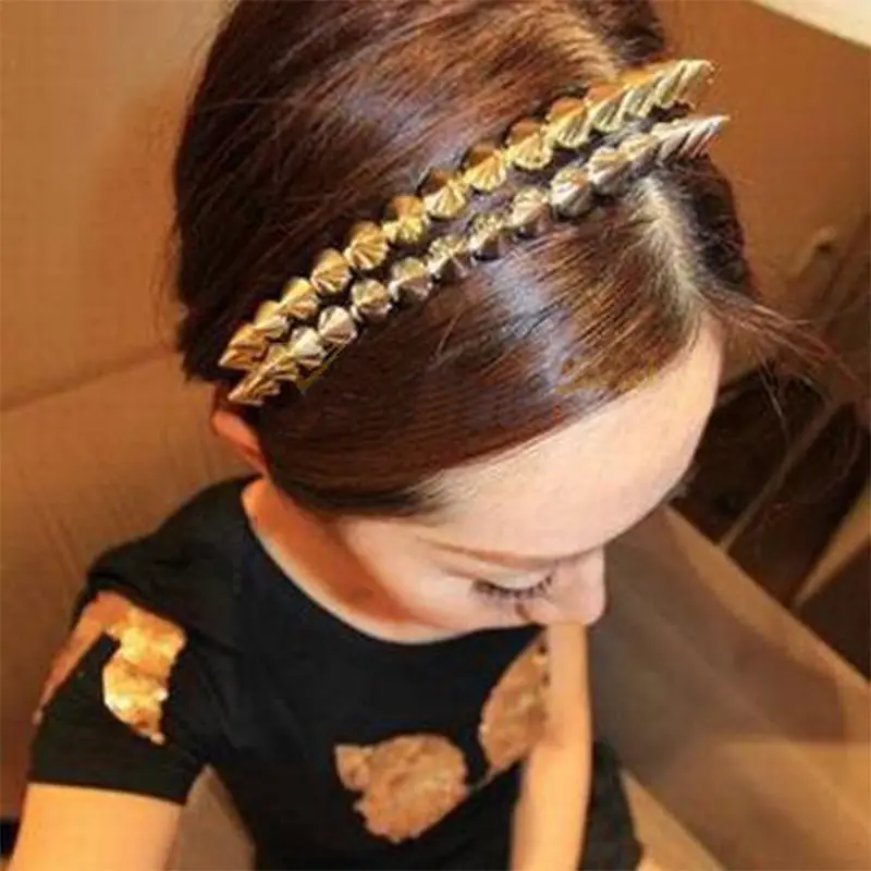 Fashion Lady Girl Metal Spike Rivet Studded Headband Hair Band Punk Gothic Hot