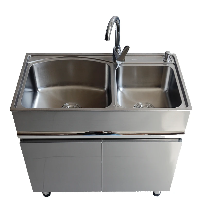 80x48cm Steel Sink Balcony Lavatory Cabinet Movable Washboard Closet Floor Sink Cabinet Bathroom Cabinet Combination