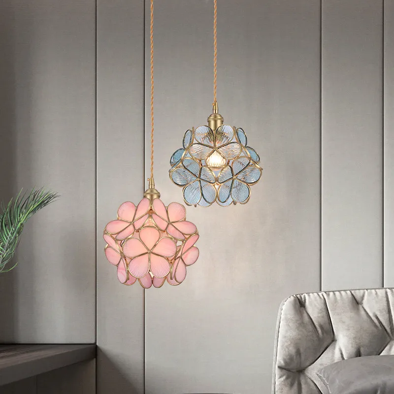 

2019 new colored flower pendant light modern luxury glass hanging lamp