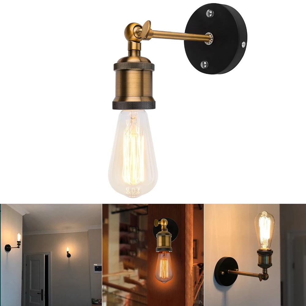 Retro Village E27 Base Single-headed Bronze Wall Lamp Indoor Loft Bedroom Corridor Staircase Wall Lights AC85-265V