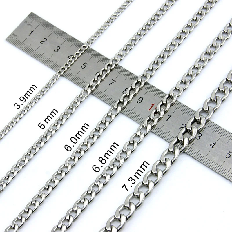 Mens necklaces Stainless steel Chaine Homme Curb Chain Necklace customizes 3/5/6/7mm Curban Chains Necklaces