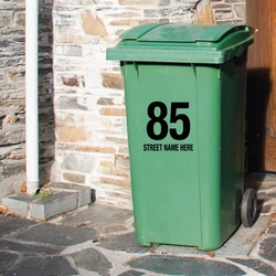 Trash Can Custom House Number And Street Name Art Decals , Personalized Customization Garbage Bin Art Decals Garbage Can Decor
