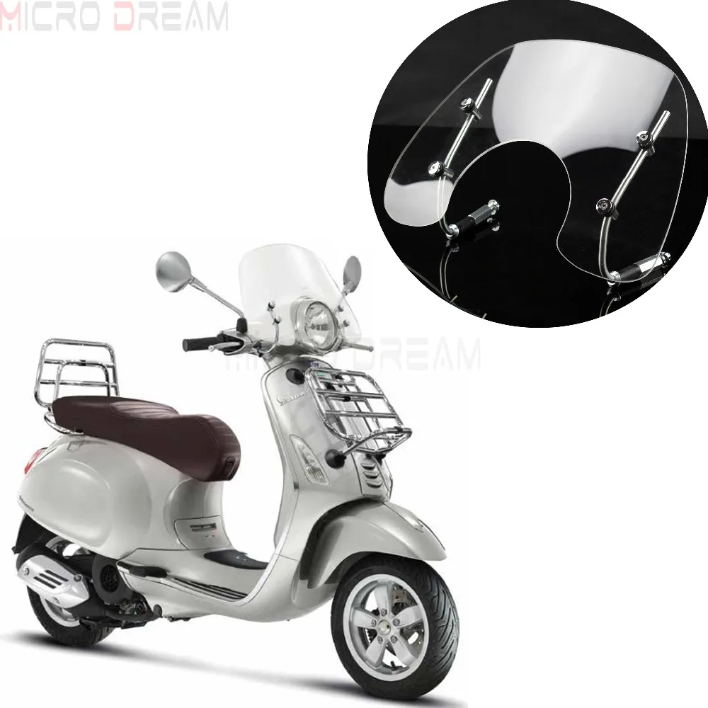 

Transparent Scooters Flyscreen Motorcycle Windscreen Windshield Wind Screen Shield w/ Mounting Bracket Kit For Primavera 150