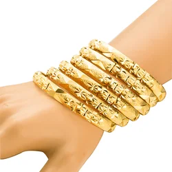 Saudi Arabia Gold Color 6pcs/lot Ethiopia Jewelry Bangles Dubai Jewellery For Women African Girls Wedding Bracelets Gifts