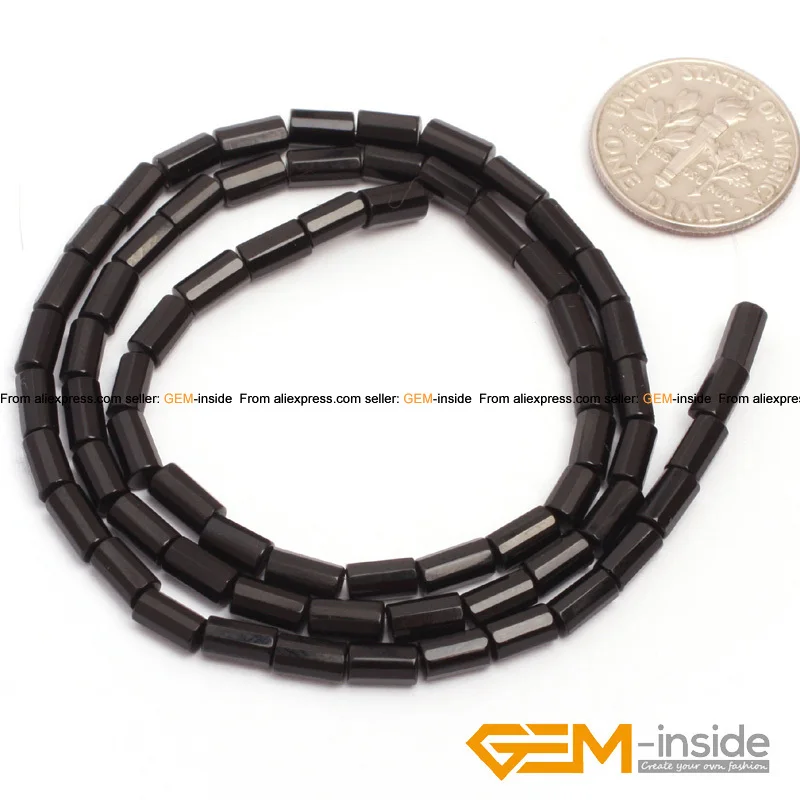 Natural Stone AA Grade Black Agates Tube Loose Spacer Beads For Jewelry Making Strand 15\
