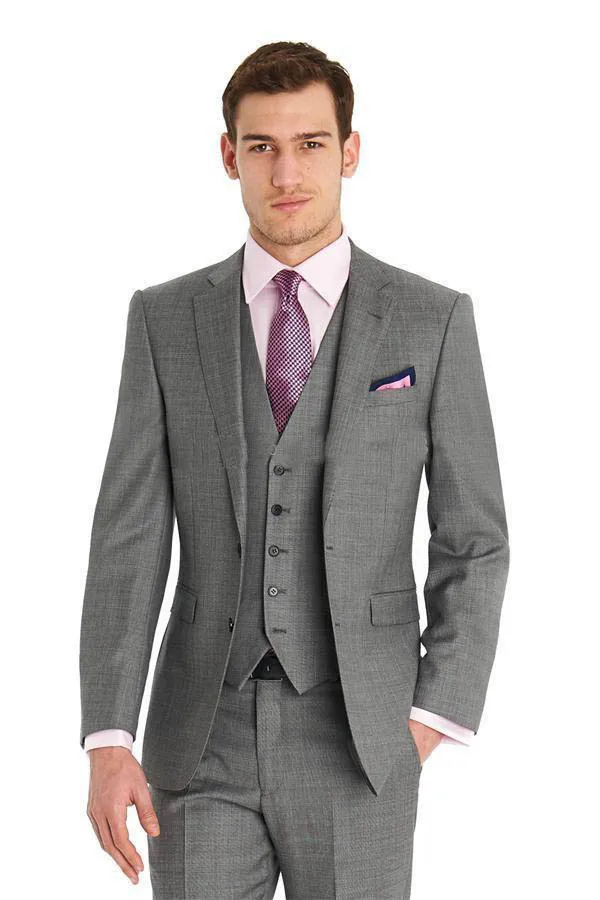 

TOP SALE/New Custom Design Two Buttons Light Grey Groom Tuxedos/Notch Lapel Best Man Groomsman Men Wedding Suits/cheap tuxedoswe