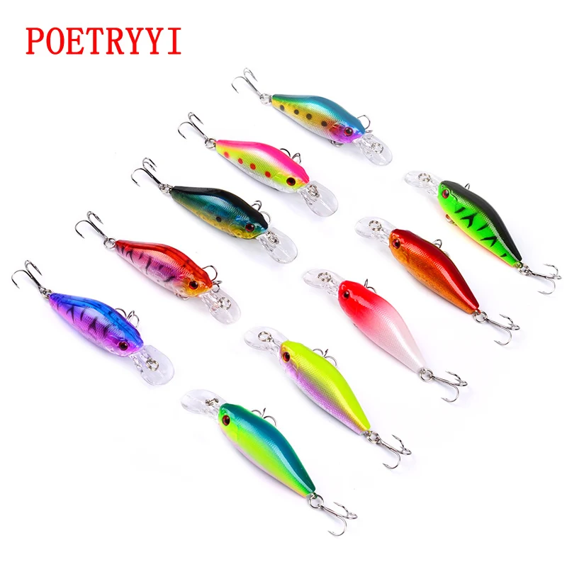 

POETRYYI Minnow Fishing Lure 70mm 8g 3D Eyes Crankbait Wobblers Artificial Plastic Hard Bait peche Fishing Tackle 30