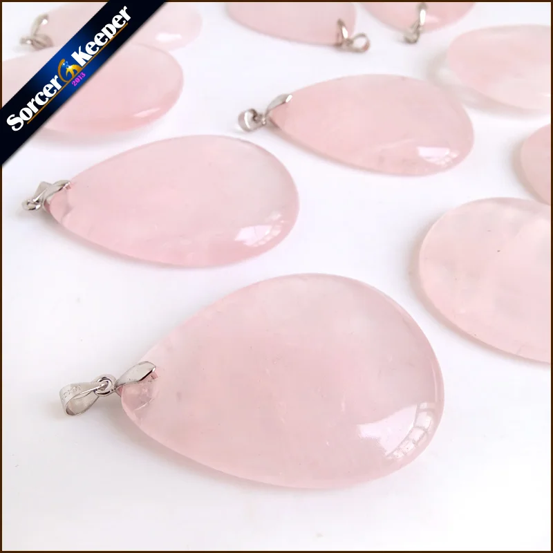 Fashion Natural Stone Rose Quartz Crystal Beads Charm Pendants Handmade Necklace Pendants Diy Jewelry Making 01007