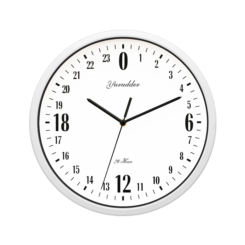 Newest 24 Hour Dial Design 12 Inches Metal Frame Modern Fashion Decorative Round Wall clock