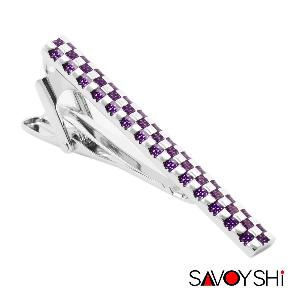 SAVOYSHI الكلاسيكية الأرجواني الأزرق المينا شعرية التعادل كليب للرجال ربطة العنق التعادل بار المشبك التعادل دبوس العلامة التجارية مجوهرات