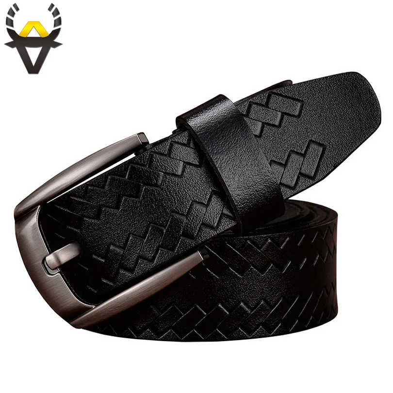 Fashion Genuine Leather Belts for Men Designer Pin Buckle Strap High Quality Second Layer Cow Skin Jeans Girdle Width 3.8 Cm