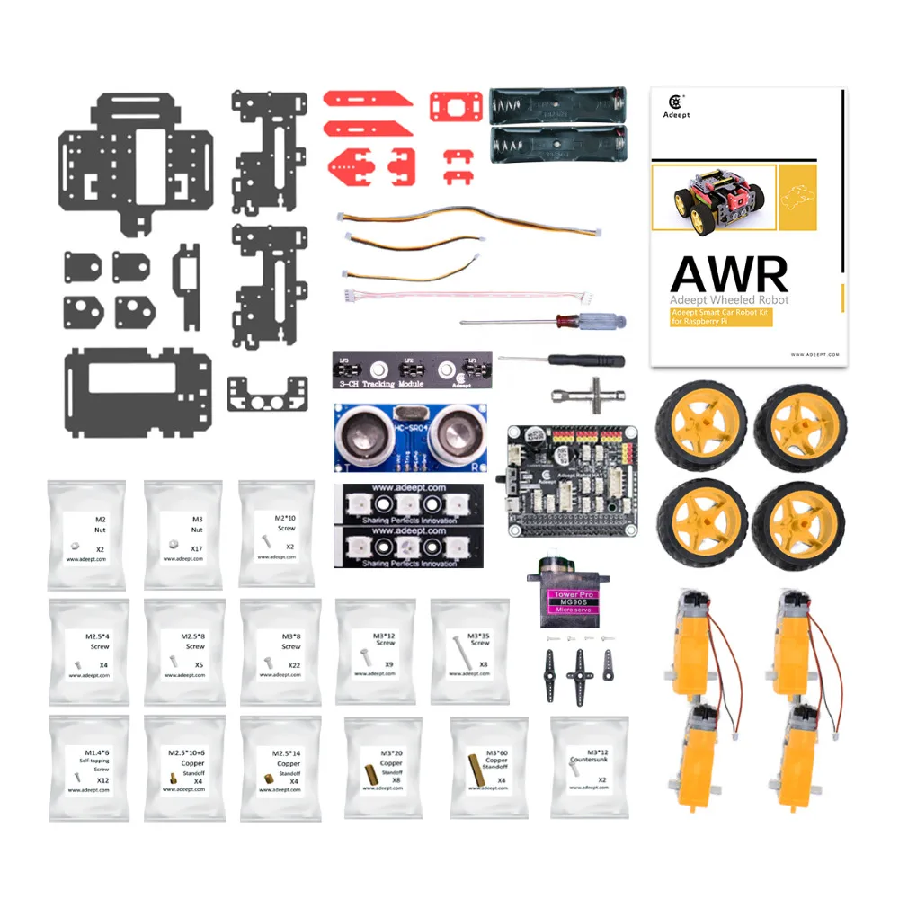 Adeept AWR 4WD WiFi Smart Robot Car Kit for Raspberry Pi, DIY Robot Kit for Kids and Adults (Raspberry Pi board not included)