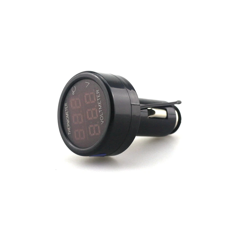 Mini Digital Temperature Voltage Meter Red Blue Double Display LED Thermometer Voltmeter in Car