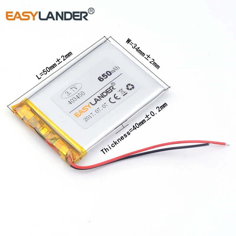 403450 3.7V 650mAh Rechargeable Lithium Li-ion Polymer Battery for Toy Power Bank GPS mp3 speaker 403549