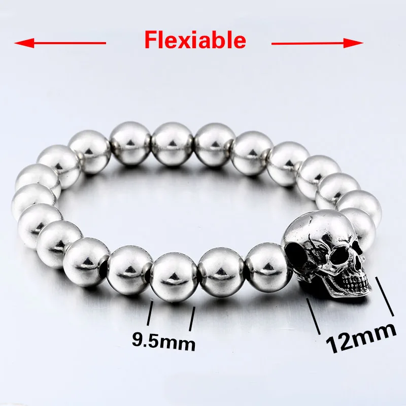 Beier 316L Stainless Steel bracelet punk skull ball Bracelet For Vintage  fashion Style Men\'s Bracelet Jewelry HSS006