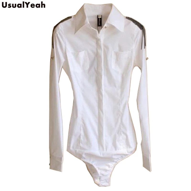 New  Women Long Sleeve Body Shirt Slim Fit Turn-down Collar Formal Tassel epaulette Blouse For Work Wear White SY0279 S-XL