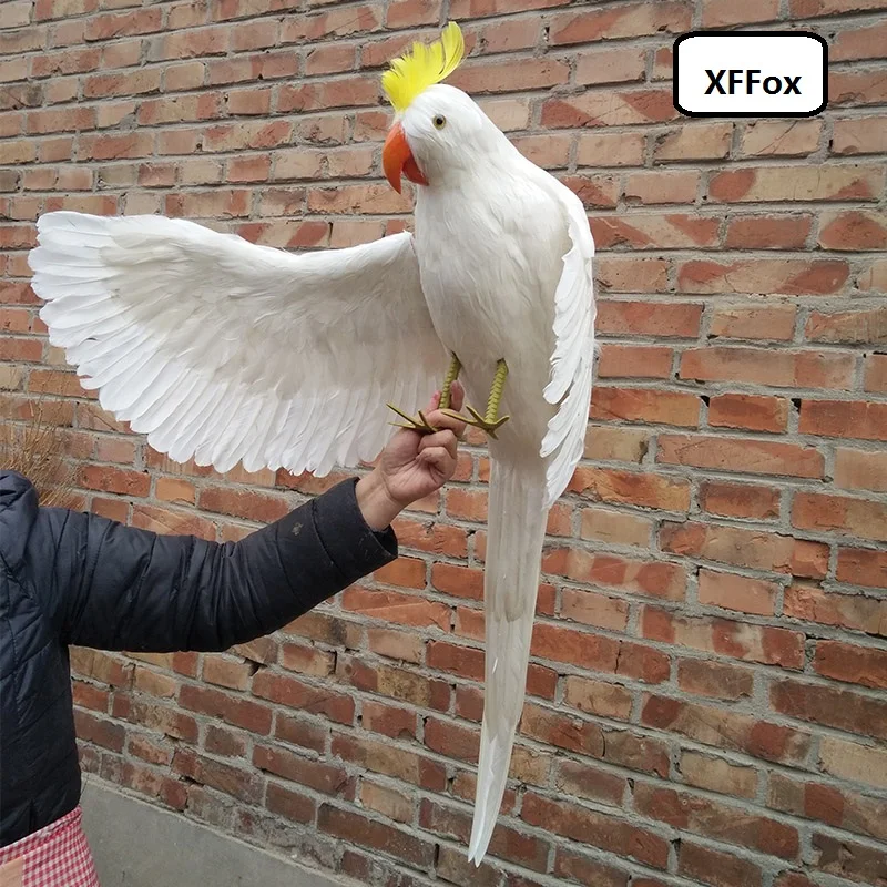 

huge real life "hello" wings parrot model foam&feather simulation white cockatoo bird gift about 100cm xf0792