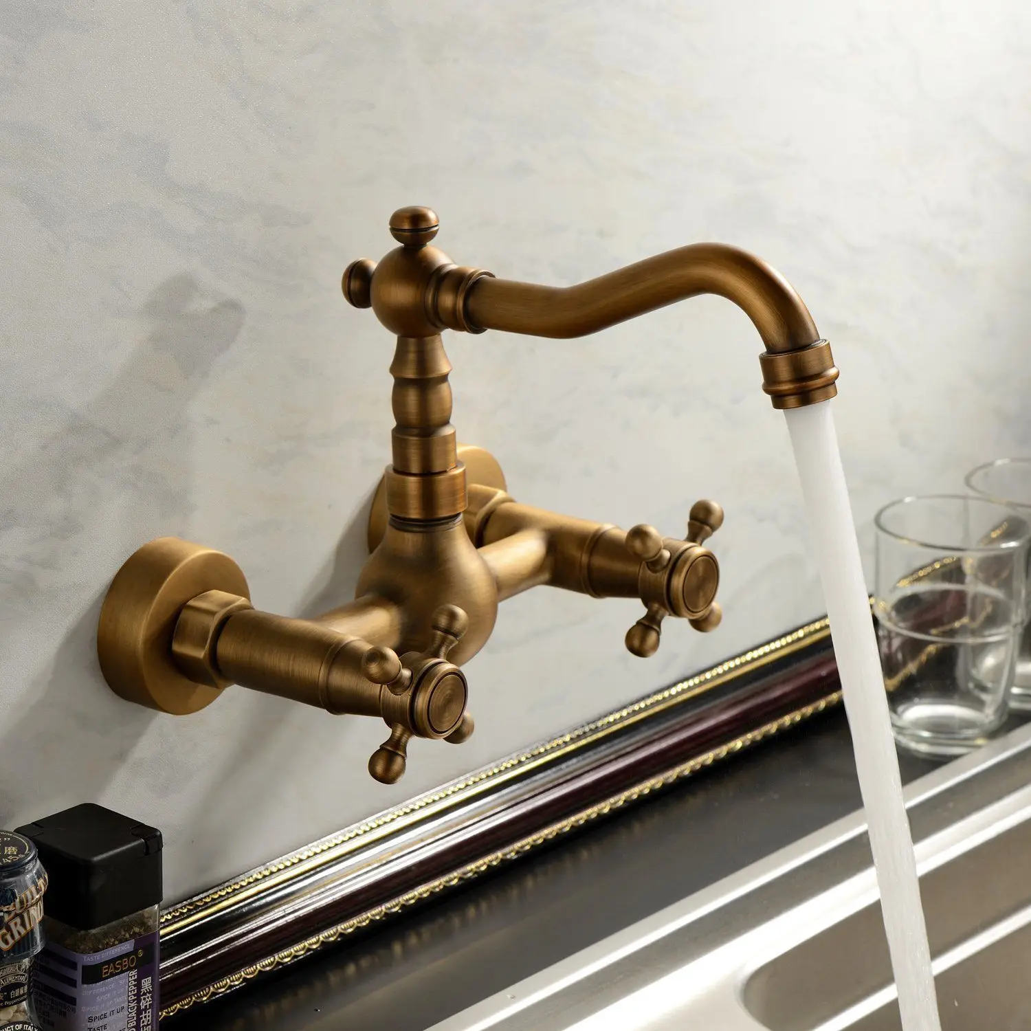 antique-brass-wall-mounted-swivel-spout-bathroom-sink-faucet-double-handle-mixer-tap-wall-mounted-zd515