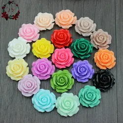 50 개/몫 Sweety 모듬 된 장미 꽃 플랫 백 수지 카보 숑 광택 미니어처 보석, DIY 작업을위한 택시 28mm