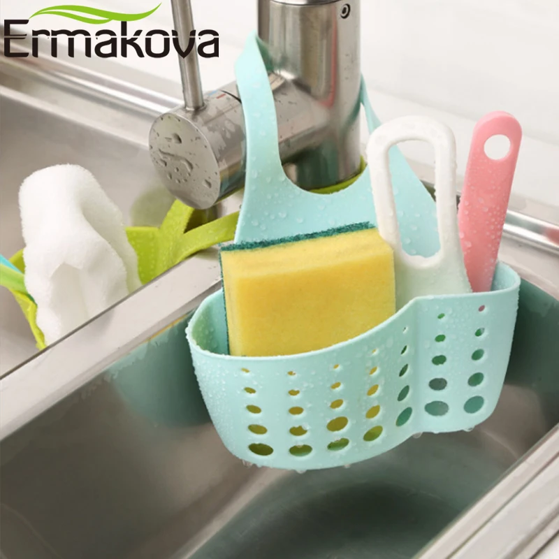 ERMAKOVA Sponge Drain Holder Soap Sponge Wash Cloth Holder Kitchen Sponge Storage Rack Basket Organizer Hanging Sink Rack