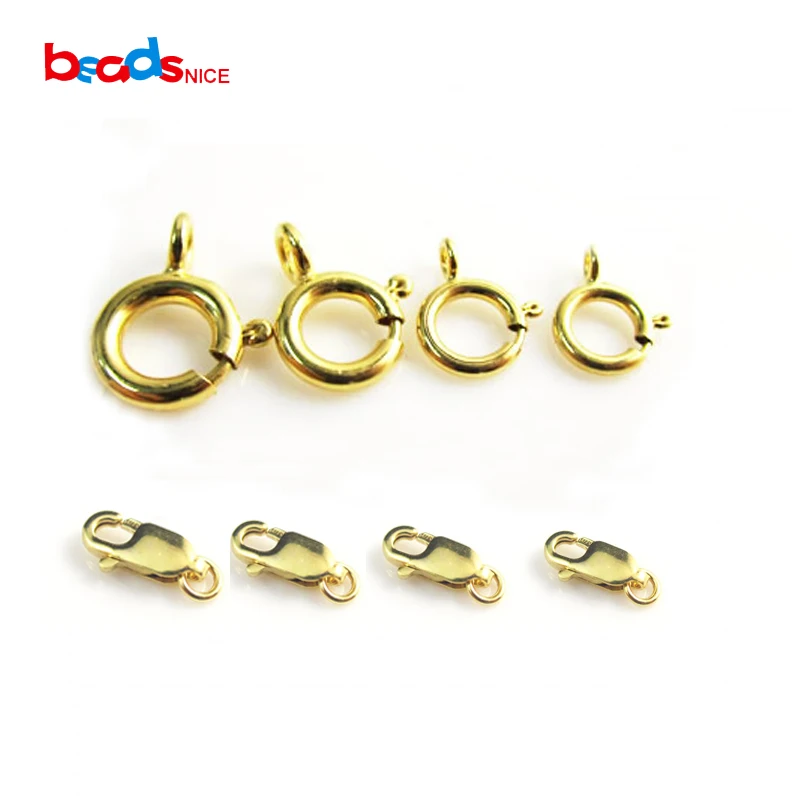 

Beadsnice ID26110smt2 Gold Filled Bracelet Necklace Jewelry Wholesale Round Spring Ring Clasps Gold Necklace Clasp