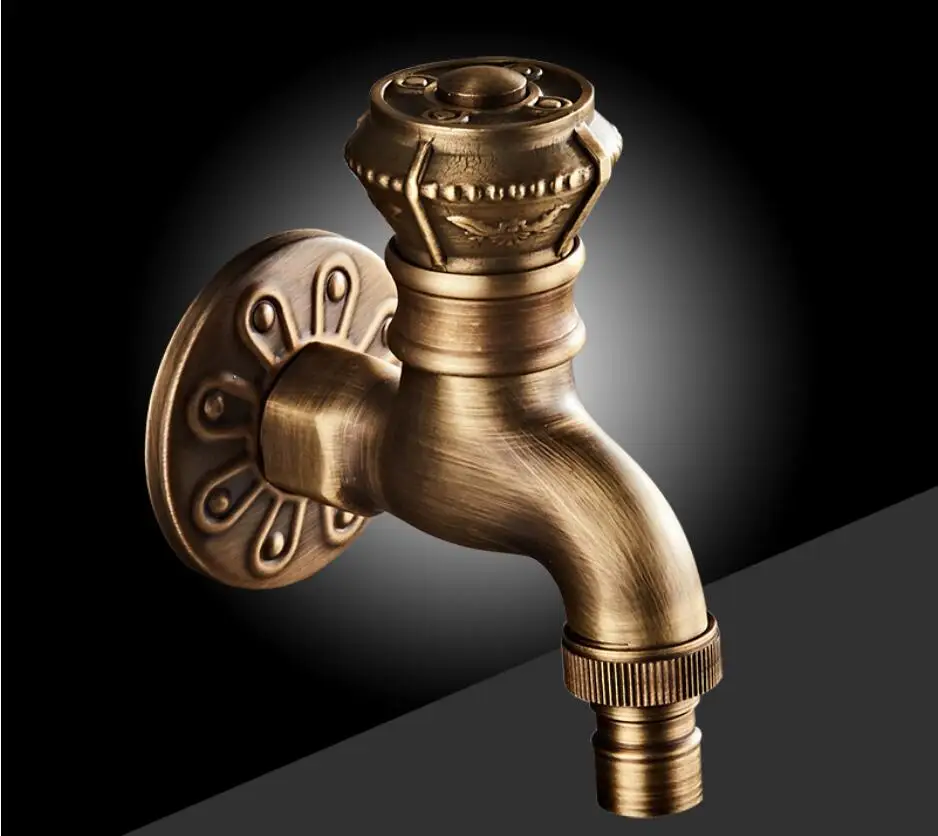 New Style Anti-bronze  Carved Bibcock Faucet Brass Bathroom Washing Machine faucet Bibcock tap Outdoor bathroom mixer