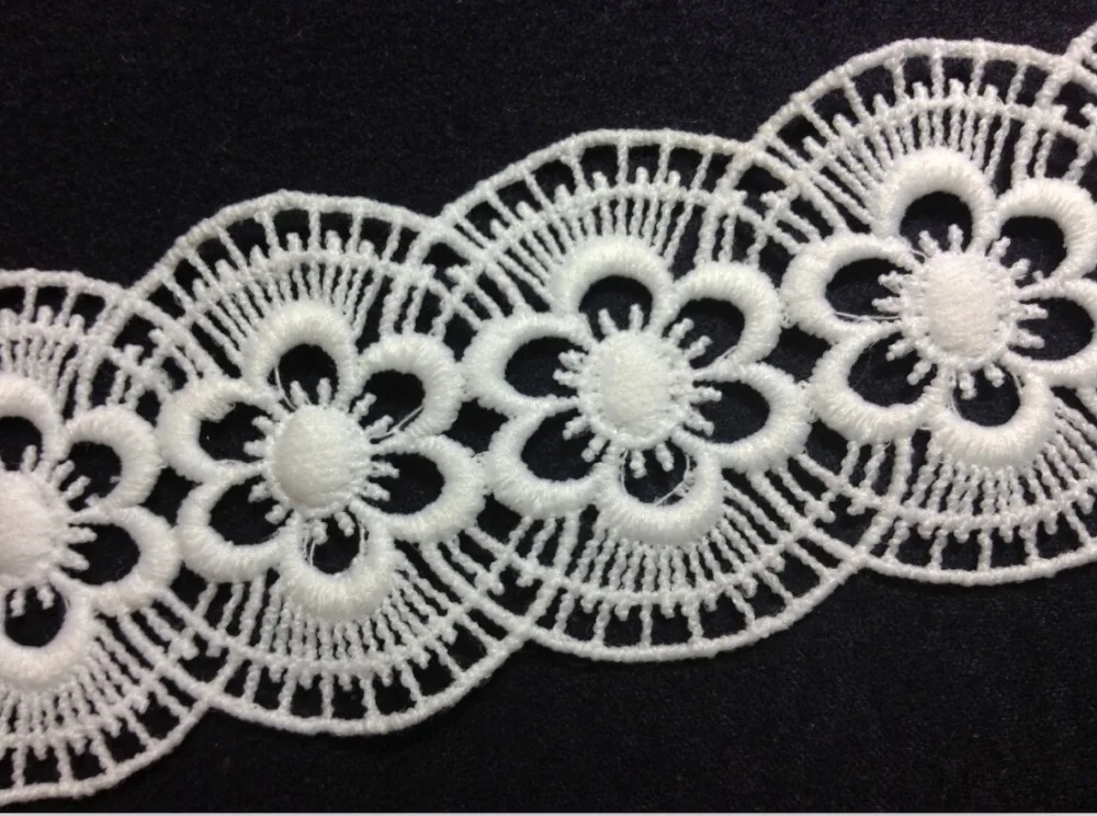 4.5cm milk fibre embroidery lace trim,high quality Eco-friendly soft touch flower lace trimming,XERY-XM050522