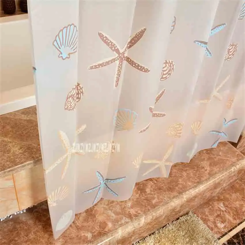 180*240cm New WaterProof Bath Curtain PEVA Shower Curtain Starfish Shell Pattern Home Curtains Bathroom Shower Curtain