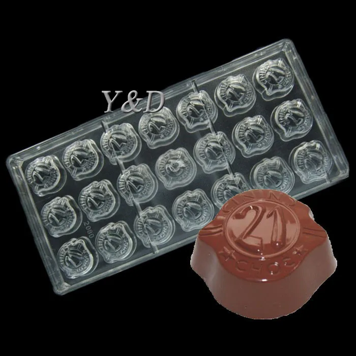 21st  Century  Gold Coins Polycarbonate PC Chocolate Candy Mould  3D Molding Instructions Fondant Cake Mold for DIY Home Baking