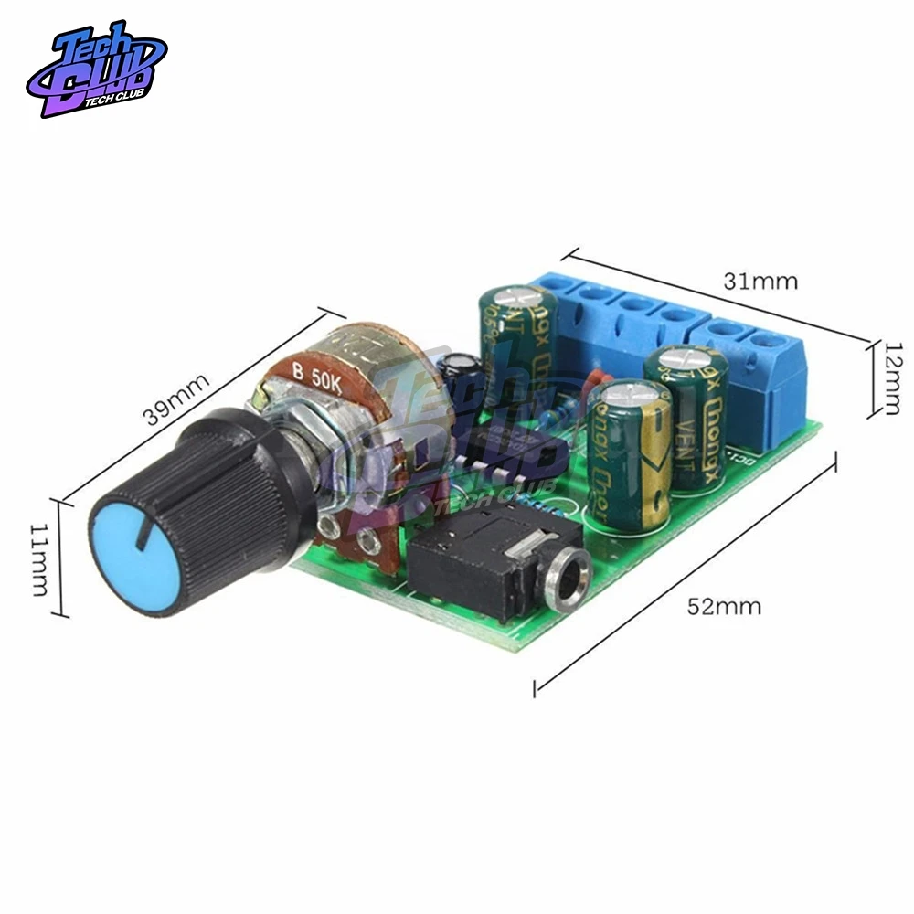 TDA2822 TDA2822M Amplifier Board DC 1.8V-12V 2.0 Channel Stereo Mini AUX Audio Amplifier Module AMP with 50K Ohm Potentiometer