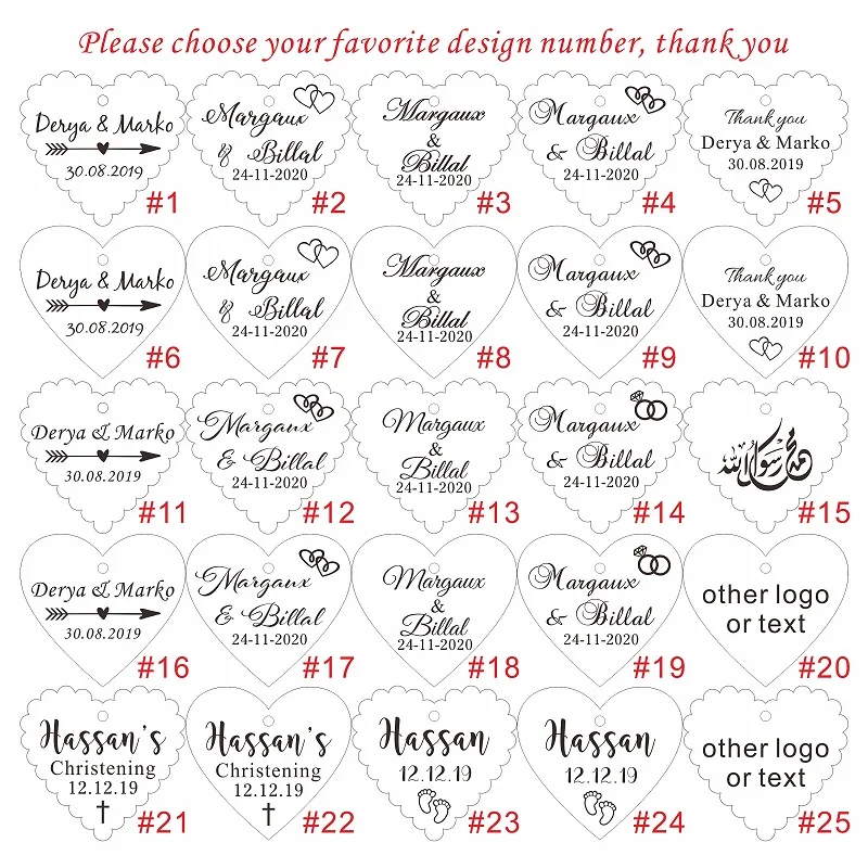 50Pcs Personalized Engraved Wooden Wine Charm, Custom Wood Label Tags, Wedding Heart Gifts Tags, Rustic Bridal Shower Favor Tags