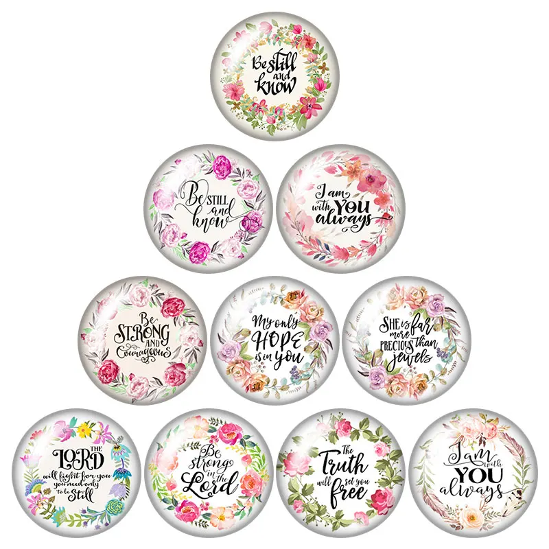 

Beauty Flowers Hope Love Motto 10pcs mixed 12mm/16mm/18mm/25mm Round photo glass cabochon demo flat back Making findings ZB0955