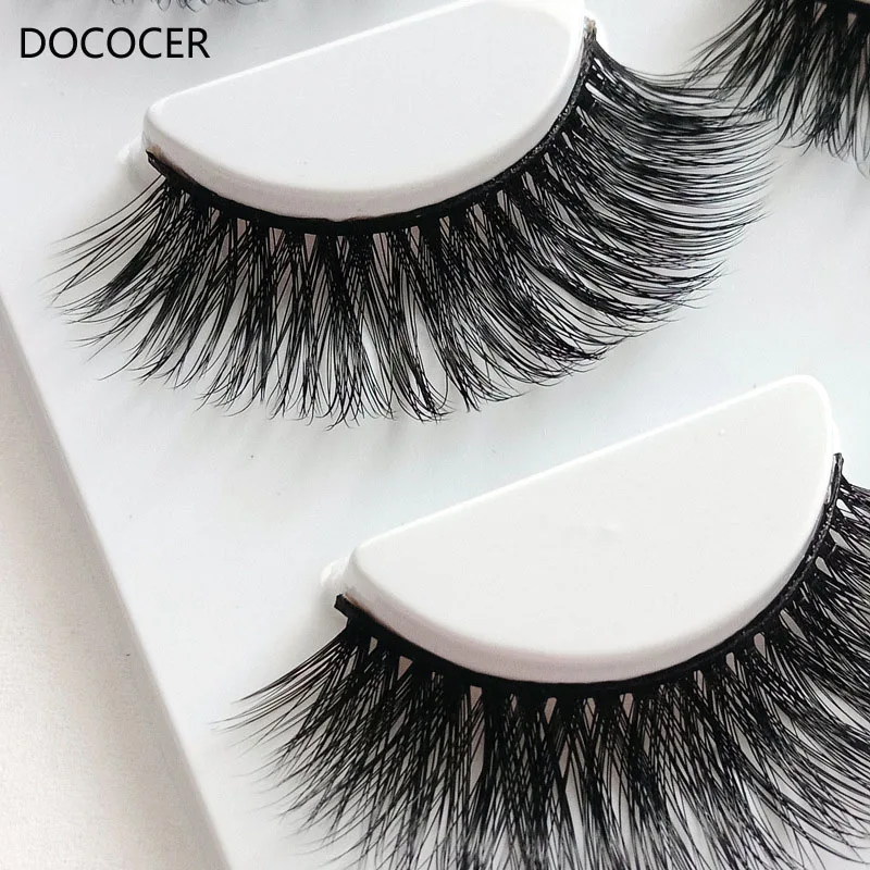 3D Mink Eyelashes 100% Cruelty free Cross thick False Eyelashes Luxury handmade 3D strip silk Lashes Natural 3pair/set