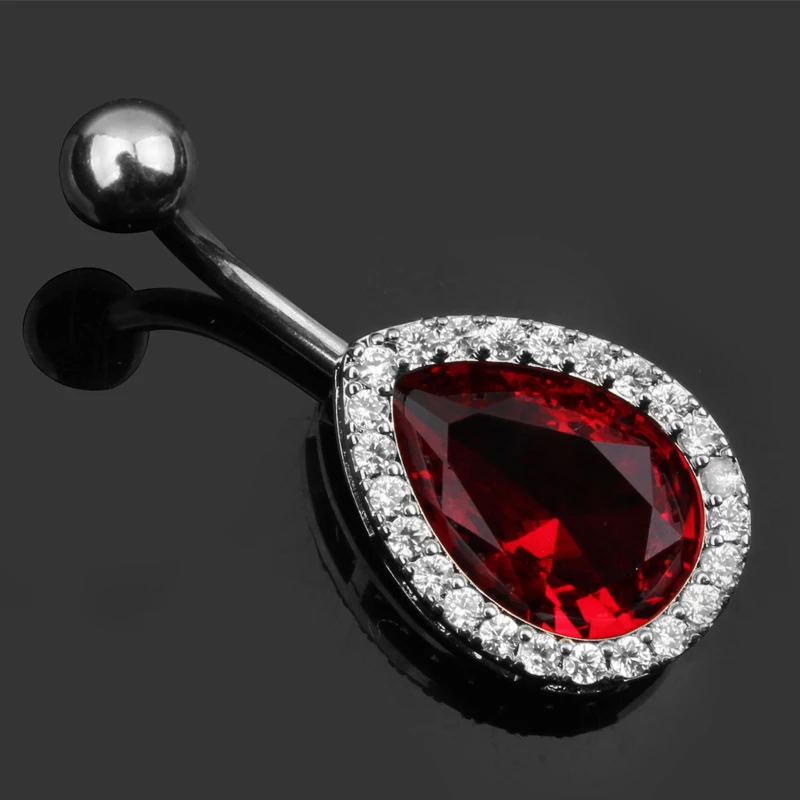 Red CZ Steel Navel Piercing Belly Button Rings Dangled 6 Styles 14G Earrings Piercing Ombligo Body Jewelry For Sexy Women Oreja