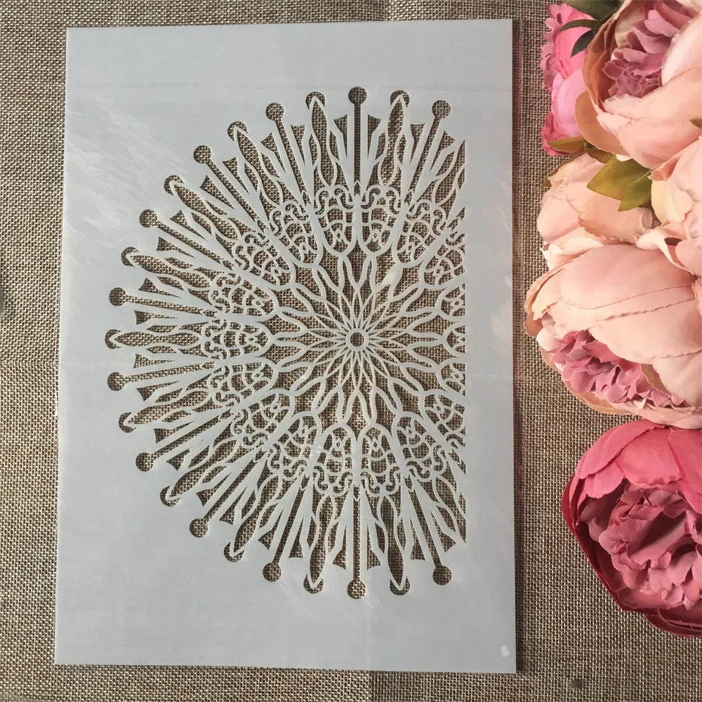 4Pcs/Set A4 Frame Half Circle DIY Layering Stencils Painting Scrapbook Coloring Embossing Album Decorative Template