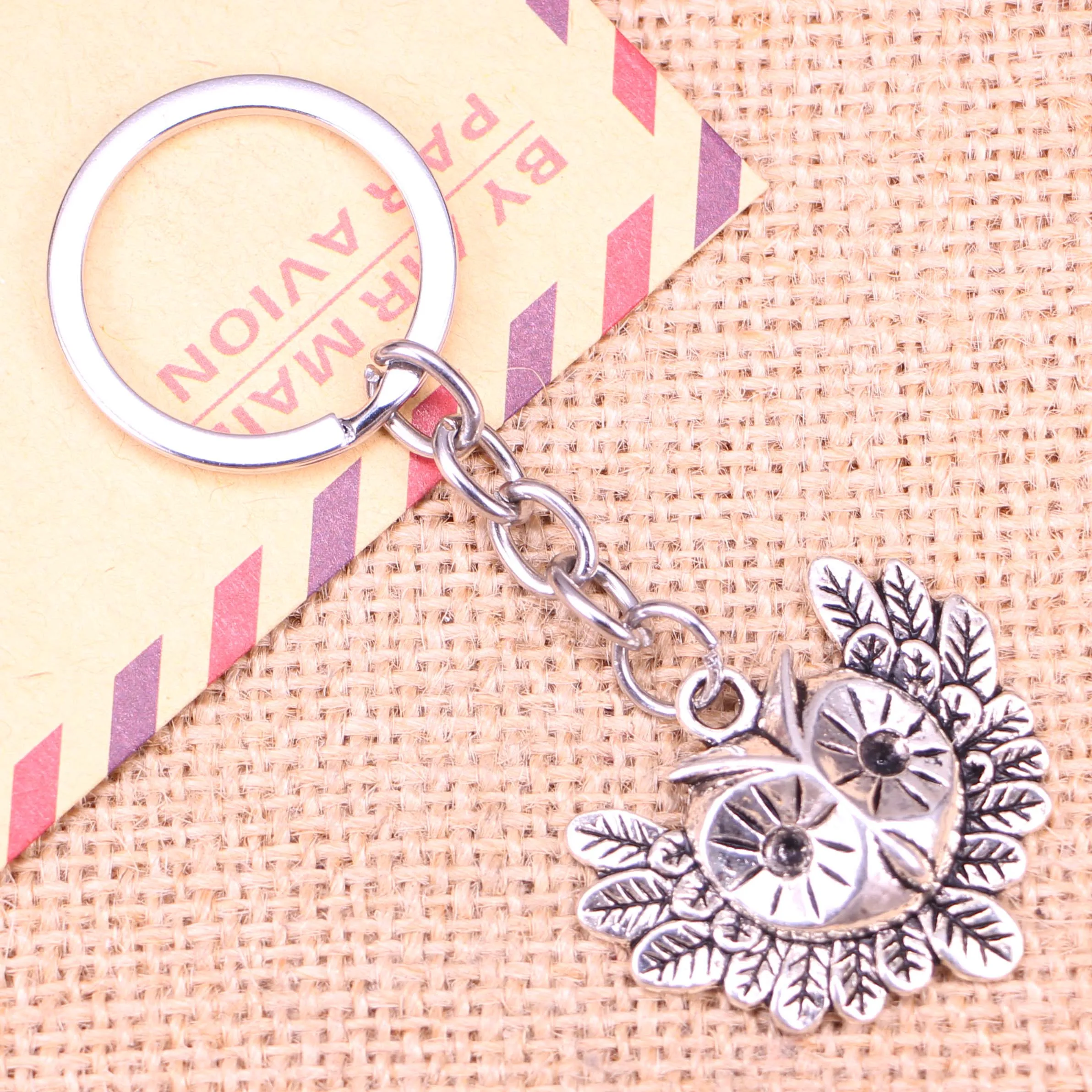 20pcs New Fashion Keychain 35x30mm big eye owl Pendants DIY Men Jewelry Car Key Chain Ring Holder Souvenir For Gift