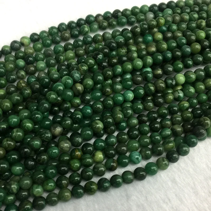 Natural Genuine Africa Green Jade Round Jewellery Loose Ball Beads 4-12mm 15