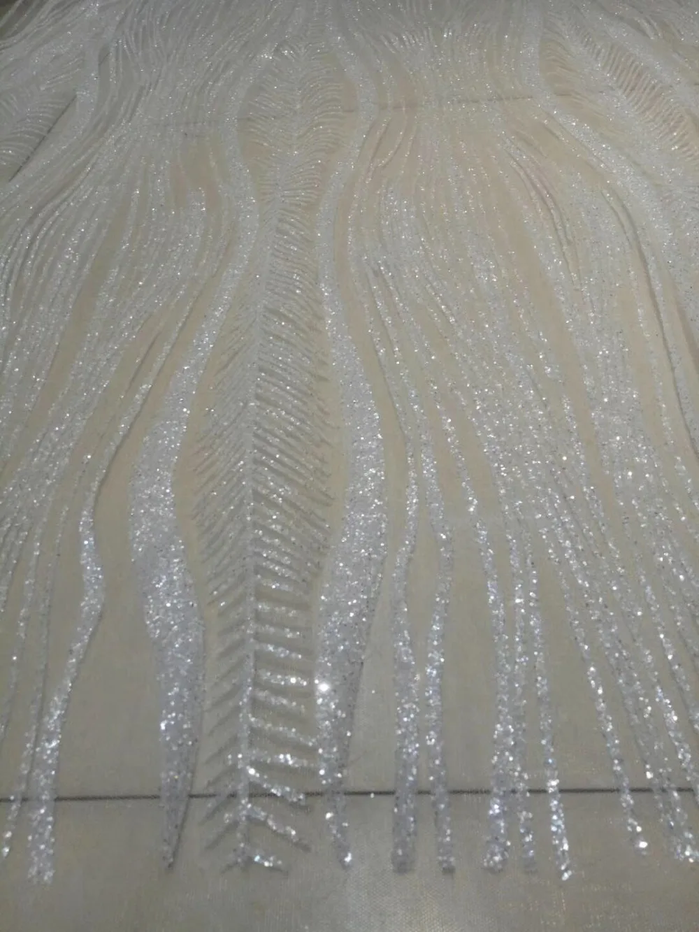 

new 5yards f966# crystal white glitter hand print african mesh tulle lace for wedding/evening dress fast shipping