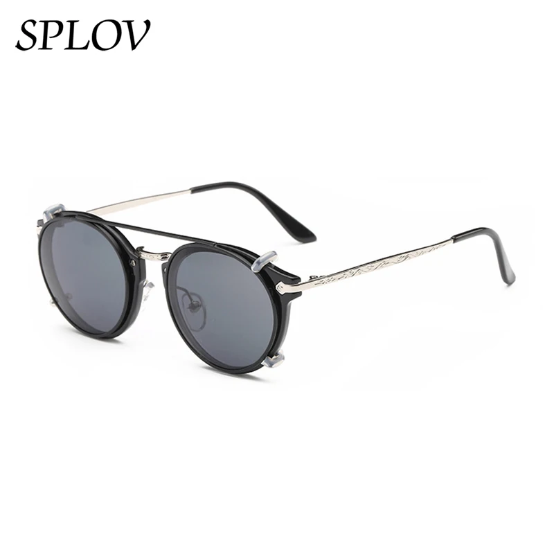 Fashion Vintage Steam Punk Round Clip On Sunglasses Men Women Double Layer Removable Lens Retro Carve Legs Shades Oculos UV400