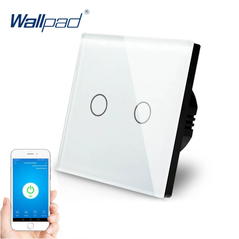 Tuya 2 Gang WIFI Control Touch Switch Wallpad EU UK 1 Way Glass Frame Smart life app Alexa Google home IOS Android Wall Switch