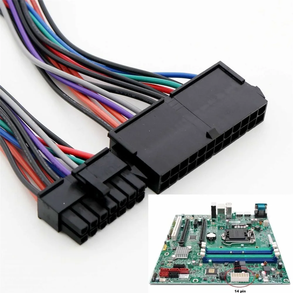 10pcs 24 Pin to 14 Pin Power Supply ATX Adapter Cable for IBM Lenovo Q77 B75 A75 Q75 15cm