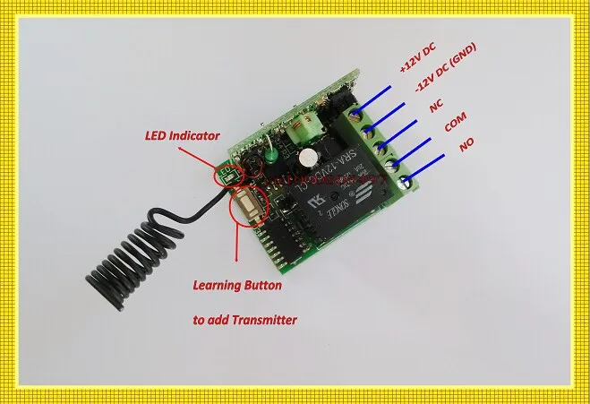 12V 1CH 10A Relay Receiver Transmitter Door Access Remote Switch LED SMD Power Wireless Controller NO COM NC Remote ONOFF Switch