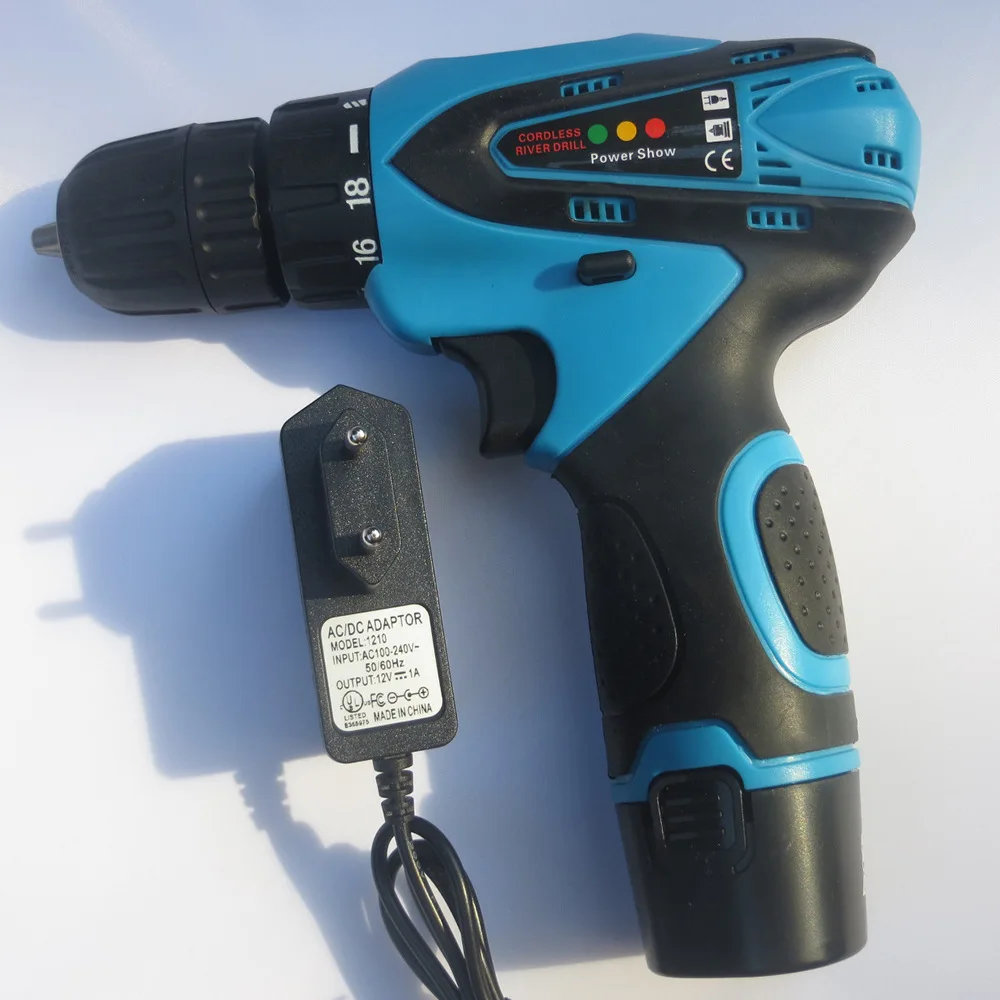 Batería recargable de litio de alta calidad, destornillador eléctrico con enchufe europeo, 0-1400r/min, velocidad de rotación, modo de 2 velocidades, instrumento de potencia