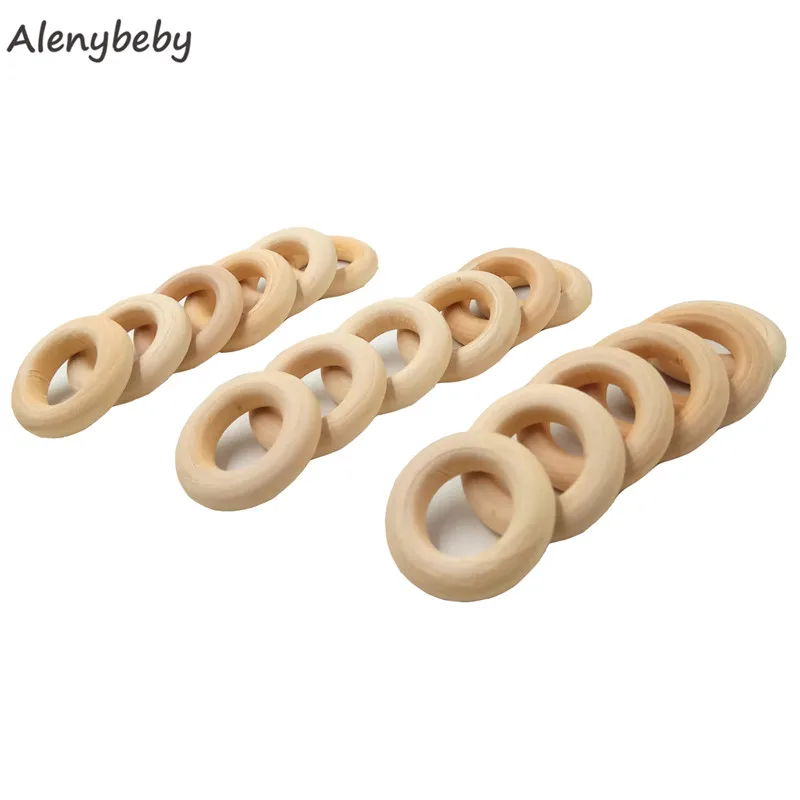 200pcs Natural Unfinished Solid Wood Rings for Ring Pendant and Connectors Jewelry Making Teething Ring Organic Teether Toy