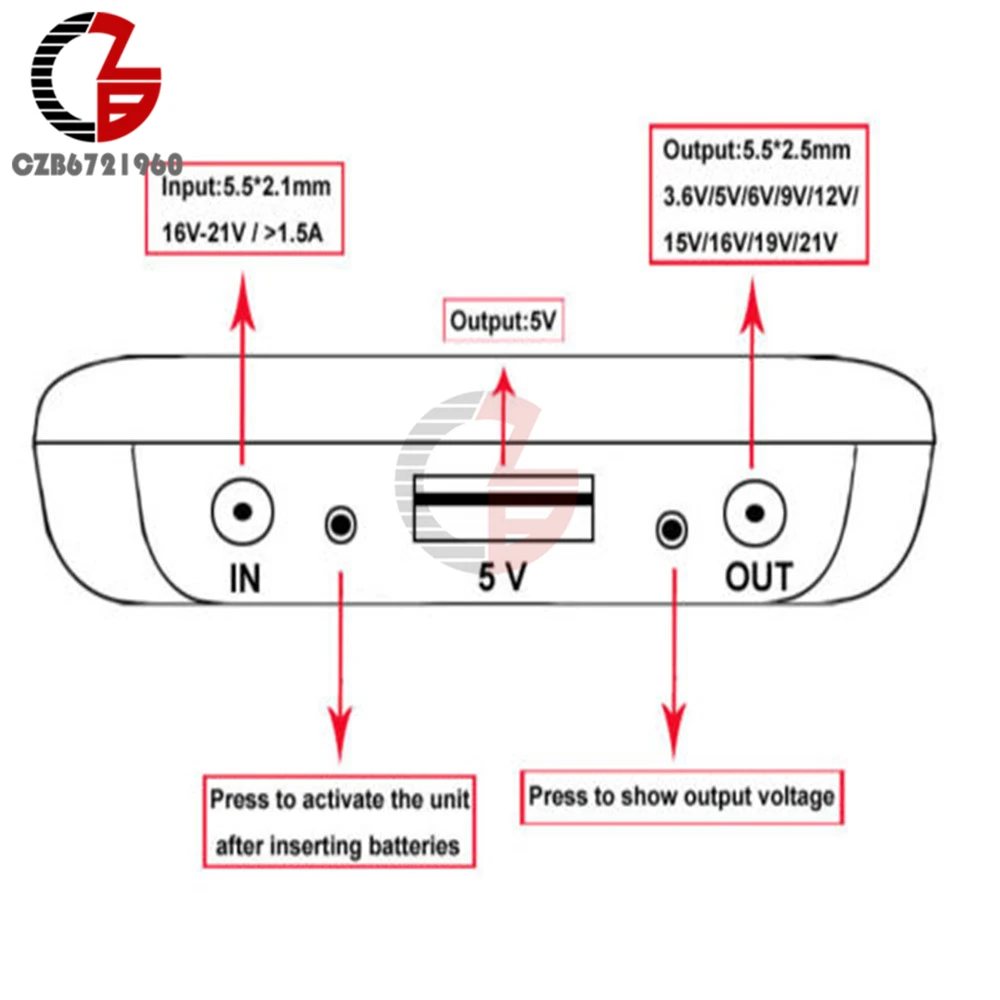 3.3A 5V-21V mobilny Bank mocy sześć 18650 ładowarka do laptopa 19V 5V iphone