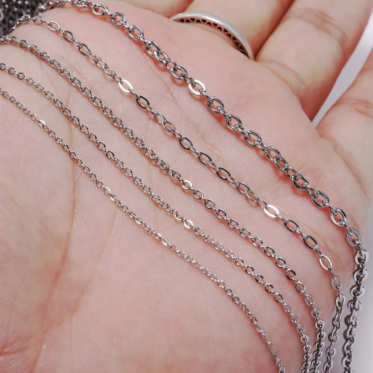 5M/Lot 1.2 1.5 2.0 2.4 3.0 mm Stainless steel Link Chain Bulk Necklace Chains For Jewelry Making Findings Supplies Accessories