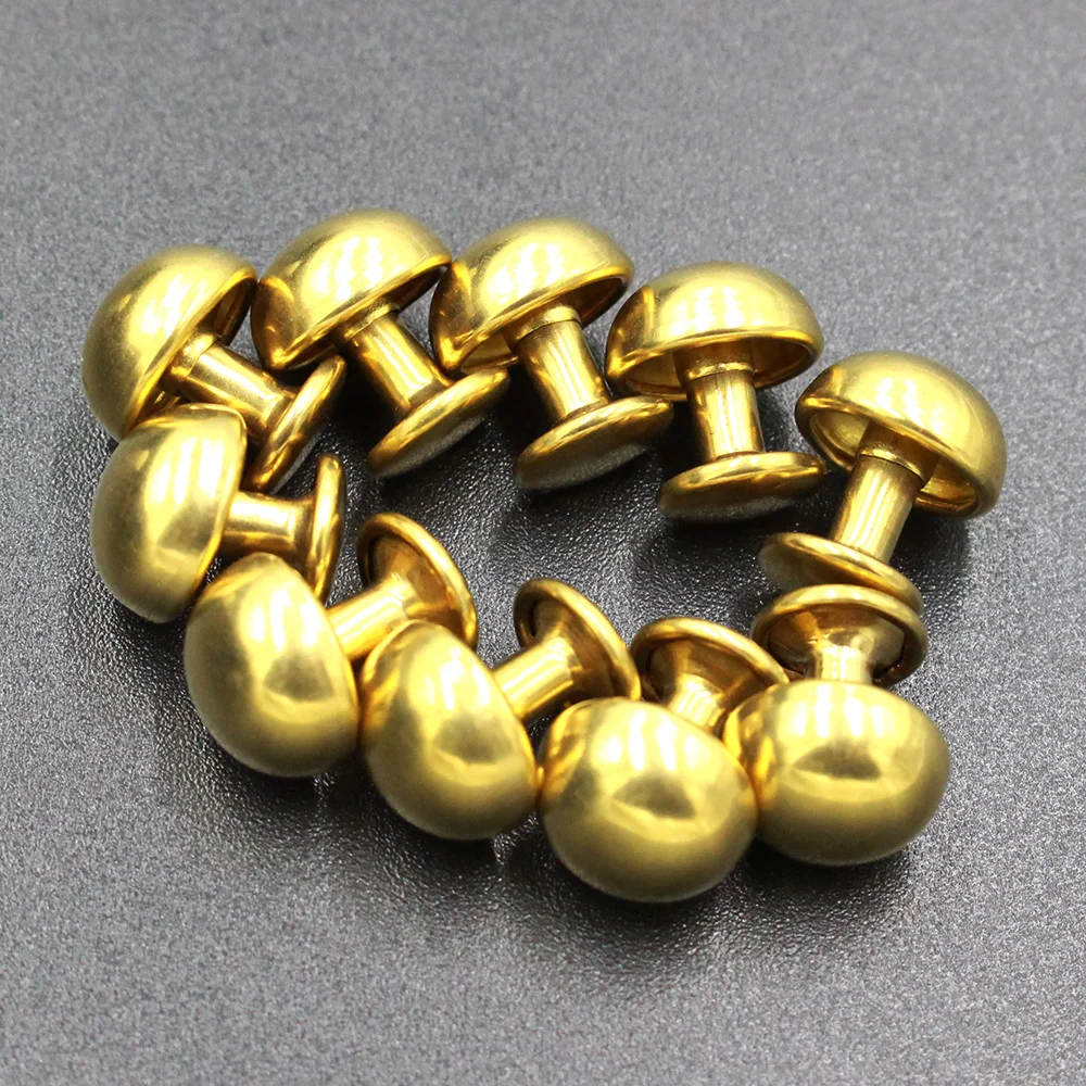 Pure Copper Mushroom Nail Brass Round Domed Rivets Studs Decorative Rivets For Belt,Clothes, Bags,Shoes,Leather Craft Decoration